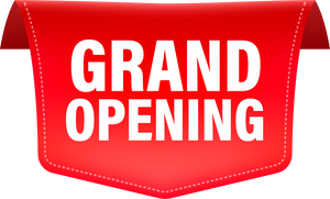 Grand opening red ribbon in 3D style on white background. Ve