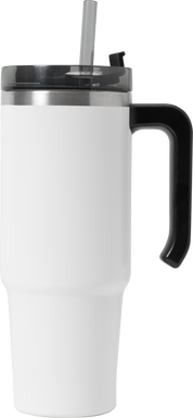 White steel thermo tumbler mockup, Png transparent